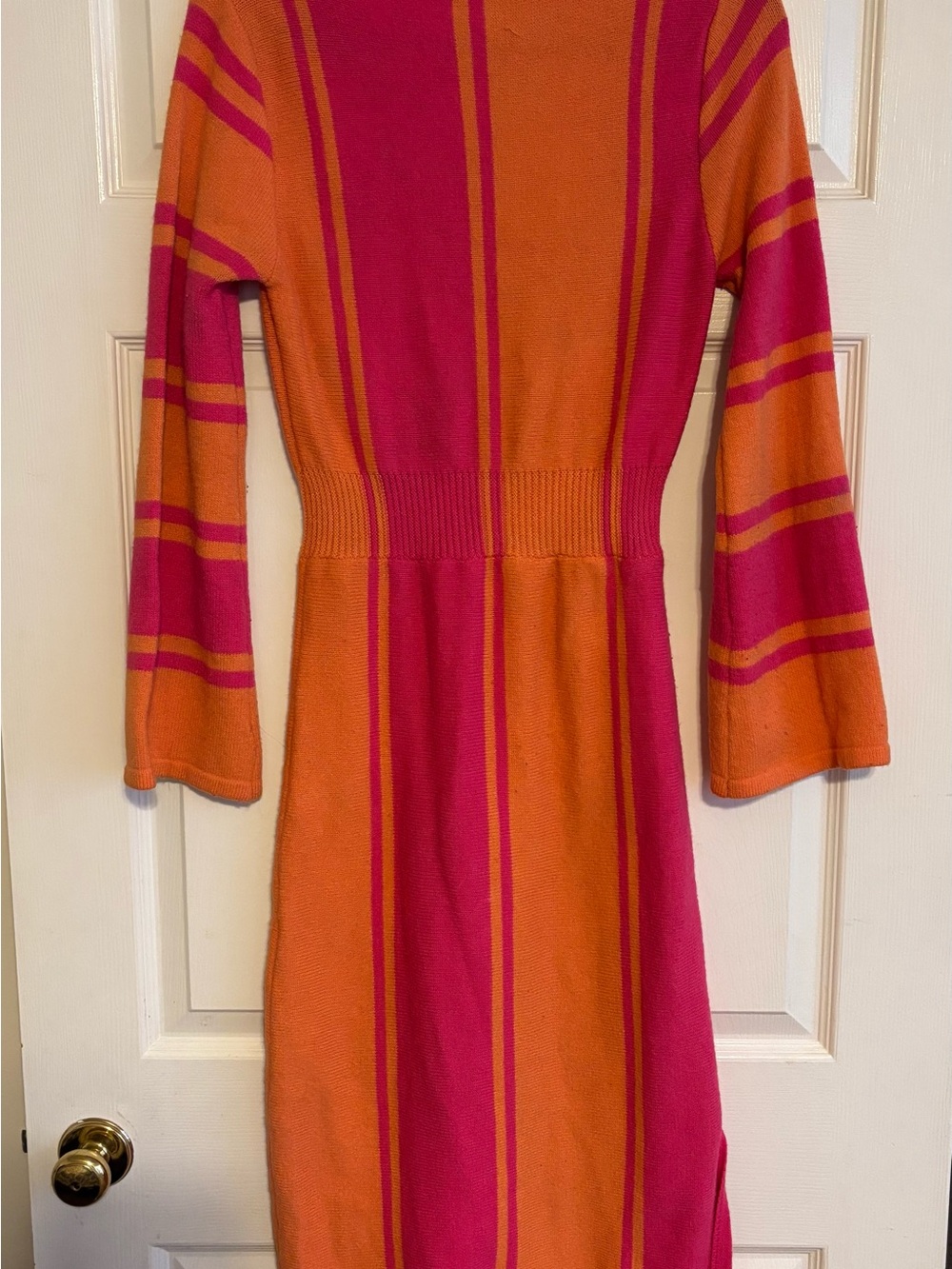 SHEIN Orange and Pink Striped Midi Dress